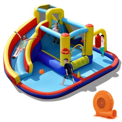 Tangkula 7-in-1 Inflatable Water Slide Water Park Kids Bounce Castle With 680W Air Blower
