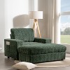 Whisen Oversized Faux Rabbit Fur Chaise Lounge with Storage Ottoman and Armrests, Upholstered Sleeper Sofa Bed with Cup Holders - 2 of 4