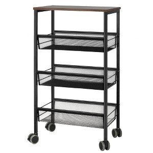NEX 3 Tier Organizer Cart on Casters Black: Metal Utility Storage for Clothing, 30" Height, 17.3" Depth, 15" Width - 1 of 4
