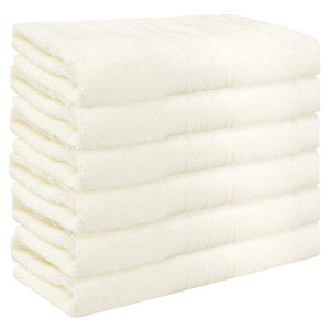 Unique Bargains Hotels Spa Highly Absorbent Striped Cotton Washcloths 14" x 14" - 1 of 4