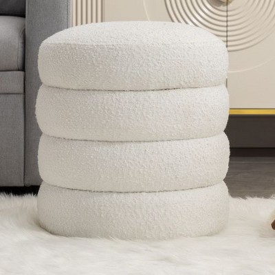 CENGHU Soft Velvet Round Ottoman, Bedroom End Bench, Velvet Ottoman Entryway Footstool, End Bench, Ottoman Bench for Living Room & Bedroom