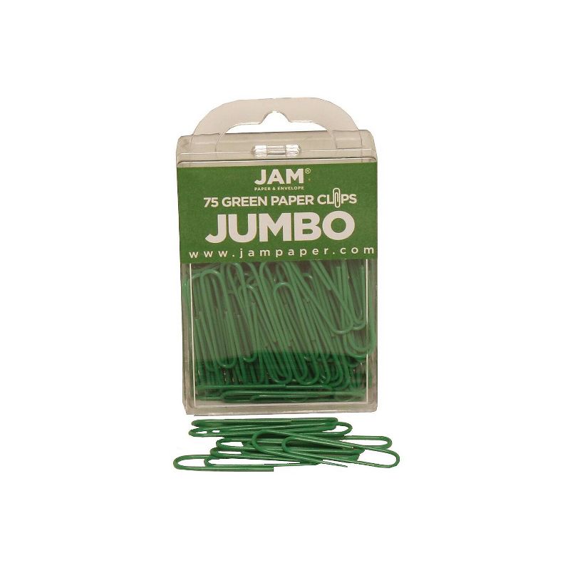 JAM Paper Colored Jumbo Paper Clips Large 2 Inch Green Paperclips 42186878A, 2 of 4