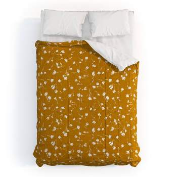 Schatzi Brown Libby Floral Marigold Comforter Set Yellow - Deny Designs