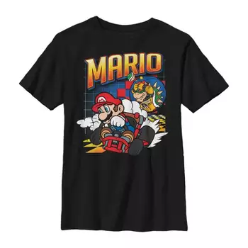 Boy's Nintendo Mario Kart Rainbow Road Racing T-shirt - White - Medium ...