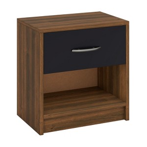 Bedside Table Nightstand with Drawer(s) and Open Storage Shelf-Brown ...