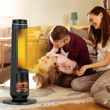 Costway 1500W Electric Space Heater PTC Fast Heating Ceramic Heater 3D Realistic Flame