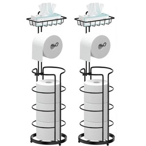 TOBILI 2pc 3-in-1 Bathroom Organizer Toilet Paper Holder with Storage, Free Standing, Holds 4 Rolls, Easy Assembly - 1 of 4