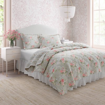 Melany Pink Reversible Cotton Twin Quilt Set