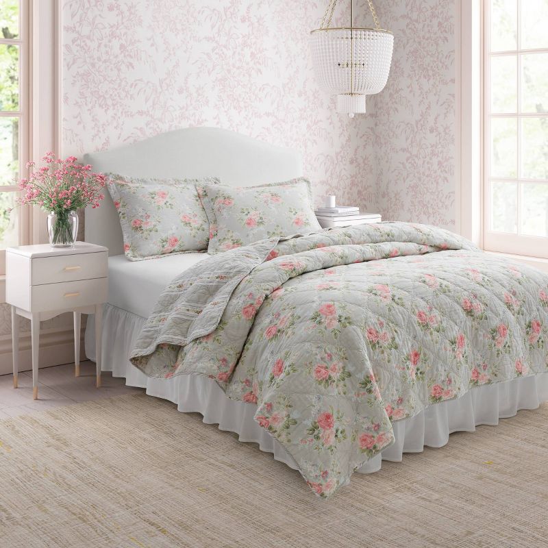 Melany Rose Print Cotton Quilt Set Pink - Laura Ashley, 3 of 10