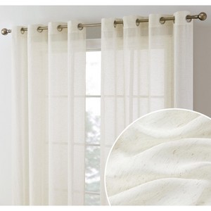HLC.ME Sierra Burlap Flax Linen Privacy Sheer Light Filtering Window Grommet Curtains Panels, Set of 2 - 1 of 4