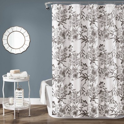 Botanical Garden Shower Curtain Gray/White - Lush Décor