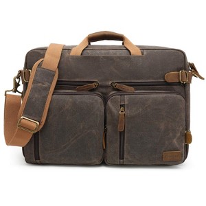 Laptop Messenger Bag Vintage Shoulder Bag Convertible Backpack Retro Briefcase Versatile Travel Bag - 1 of 4