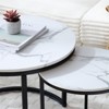 RISOKEYS Set of 2 Nesting Coffee Tables - Circular Side Tables with Marble Pattern Top and Black Frame for Living Room, Bedroom - 2 of 4