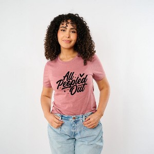 Simply Sage Market Women's All Peopled Out Cursive Short Sleeve Graphic Tee - 1 of 4