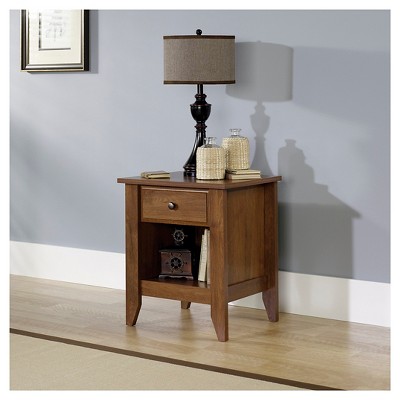 Oiled Oak 1-Drawer Nightstand with Open Shelf