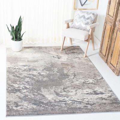 Gray and Beige Rectangular Stain-Resistant Area Rug