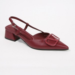 Berness Women's Clementine Pointed Slingback Block Heels with Statement Buckle - 1 of 4