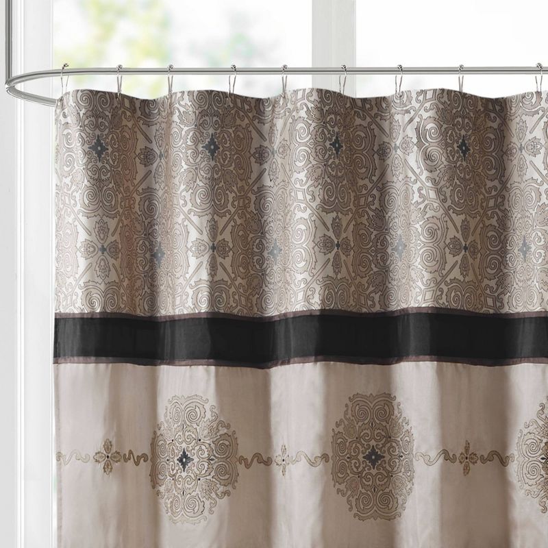 Perry Embroidered Shower Curtain Black - Madison Park, 2 of 6