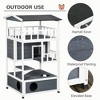Gsluuk PawHut Wooden Outdoor Cat House, Feral Cat Shelter Kitten Tree with Asphalt Roof, Escape Doors, Condo, Jumping Platform, Grey - 4 of 4