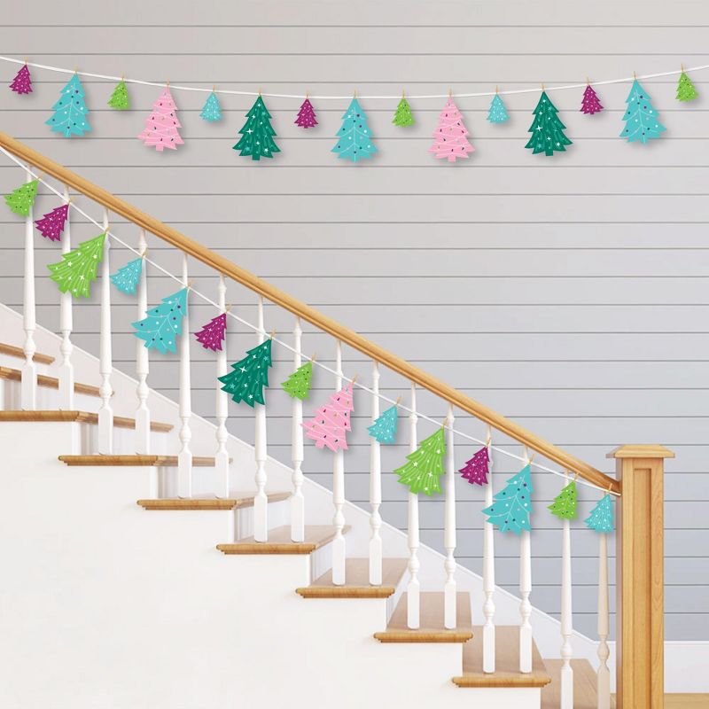 Big Dot of Happiness Merry and Bright Trees - Colorful Whimsical Christmas Party DIY Decorations - Clothespin Garland Banner - 44 Pc, 2 of 8