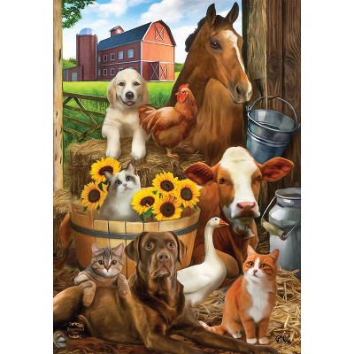 Farm Animals Summer House Flag with Sunflowers 28" x 40"