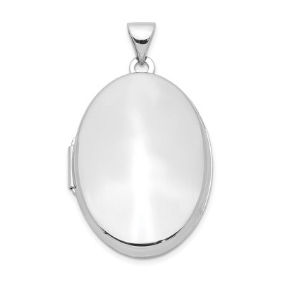 Black Bow Jewelry Sterling Silver Polished Domed Oval Locket, 26mm