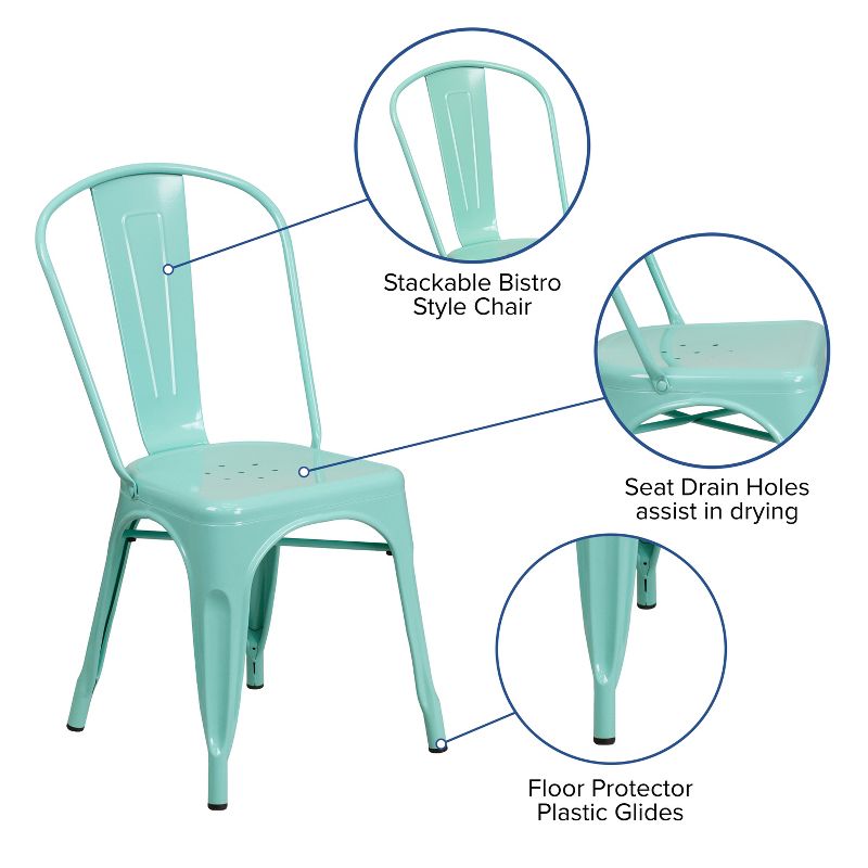 Flash Furniture Commercial Grade Metal Indoor-Outdoor Stackable Chair, 4 of 12