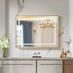Whisen Touchable LED Bathroom Vanity Wall Mirror with HD Float Glass, Beveled Edge, Aluminum Frame and Anti-Fogging, 40"x30” - 1 of 4