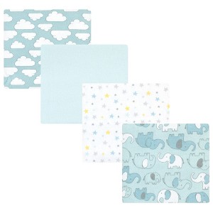 Hudson Baby Infant Boy Cotton Flannel Receiving Blankets, Boy New Elephant, One Size - 1 of 4