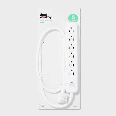 6-Outlet Surge Protector with 4' Extension Cord 720J - dealworthy™ White