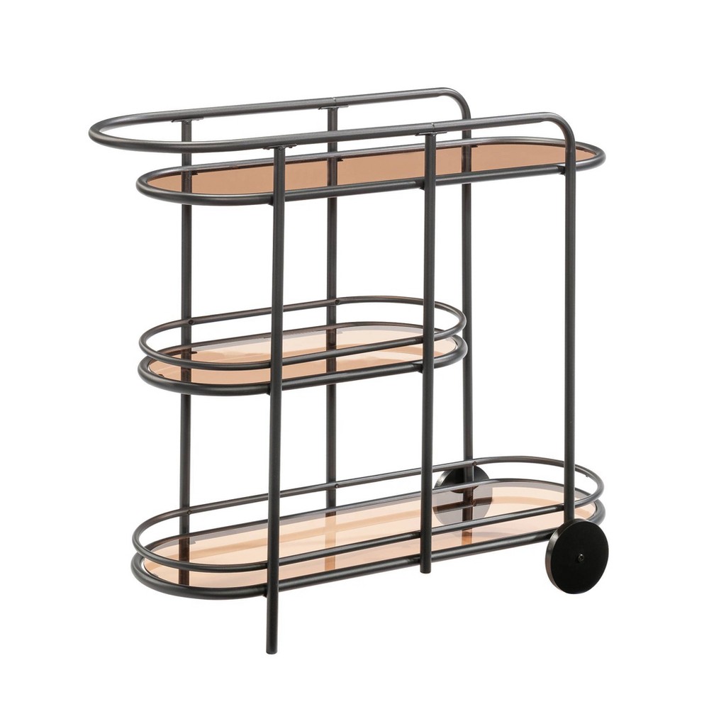 Photos - Garden & Outdoor Decoration Sauder Coral Cape Metal Cart with Glass Tinted/Black 