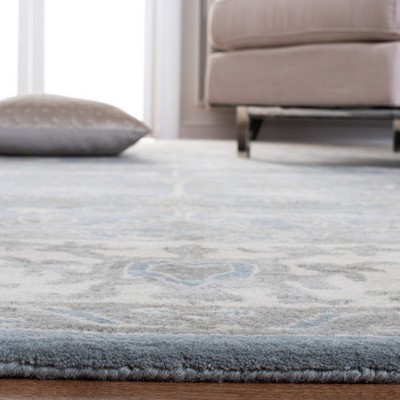 Slate and Cream Hand-Tufted Wool Area Rug, 8' x 10'