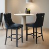 Counter Height Bar Stools Set of 2, Velvet Upholstered Dining Chairs with Nailhead Trim, Wooden Legs, Button Tufted Decor - Leovsnove - 2 of 4