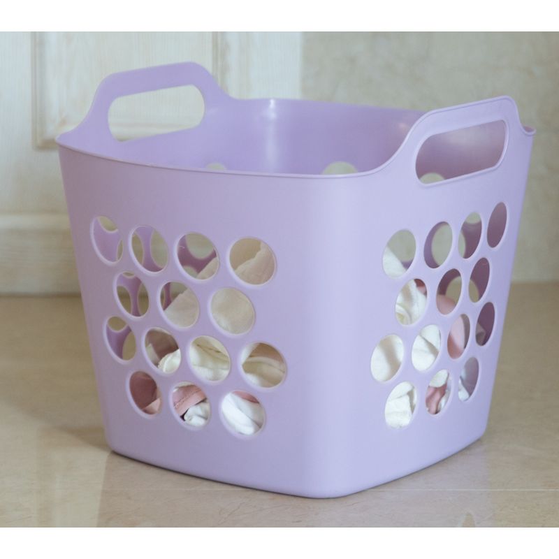Basicwise Flexible Plastic Carry Laundry Basket Holder Square Storage Hamper with Side Handles, 3 of 7
