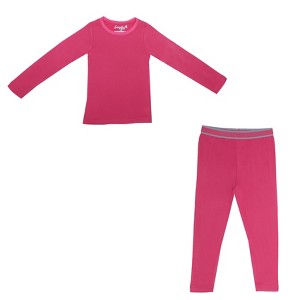 EVERYDAY KIDS Girls Thermal Underwear Set – Long Johns Base Layer for Cold Weather – Microfleece & Moisture-Wicking, Pink - 1 of 4