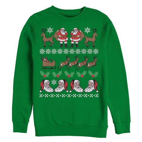 Men's Lost Gods Ugly Christmas Santa Claus Pattern Sweatshirt - Kelly ...