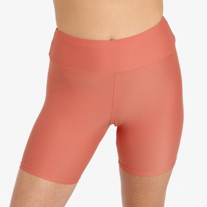 Calypsa Women's Chlorine Resistant High Waisted Mid-Thigh Swim Shorts - 1 of 4