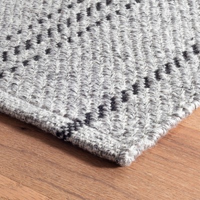 Gray and Black Striped Wool-Blend 2' x 3' Rug