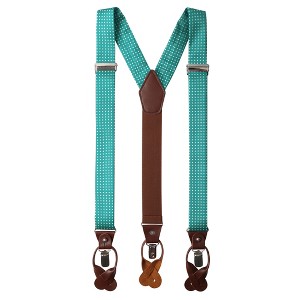 Jacob Alexander Men’s Polka Dot Y-Back Suspenders – Convertible Clips & Leather Ends - 1 of 3