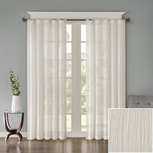Contemporary Style Solid Crushed Window Panel Pair, Lightweight Sheer Fabric Light Filtering Window Panel for All Seasons - 1 of 4