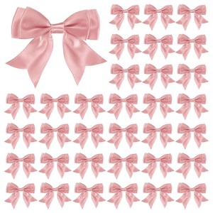 Unique Bargains Polyester Durable Craft Decorative Gift Double-Deck Pre-Tied Bows 3.6x2.2 Inch 50 Pcs - 1 of 4