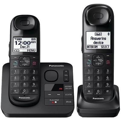 Panasonic® Expandable 2-Handset Cordless Phone System with Comfort Shoulder Grip in Black