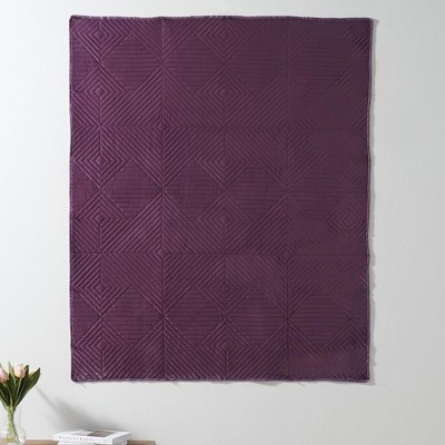 Riviera Mauve Velvet Quilted Modern Throw Blanket, 50x60 Inch