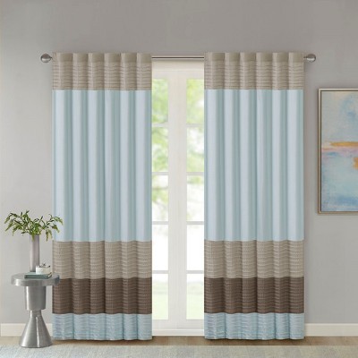 VYNXARIA 50*84"Transitional pintucking window panel,Blue Multi(Only 1 Pc Panel)
