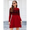 Coolmee Women's Fall Winter Casual Dress Crewneck Long Sleeve High Waist A-Line Mini Sweater Dress Red L - 3 of 4