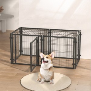 Okak 47.2IN Dog Crate with Durable Metal Frame, Indoor or Outdoor Use Dog Cage, Portable Dog Kennel for Small Medium Large Dogs, Black - 1 of 4
