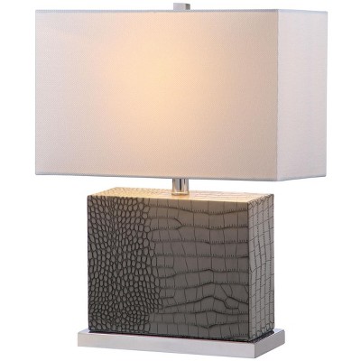 Delia 21-inch Gray Faux Alligator Table Lamp with Silver Finish