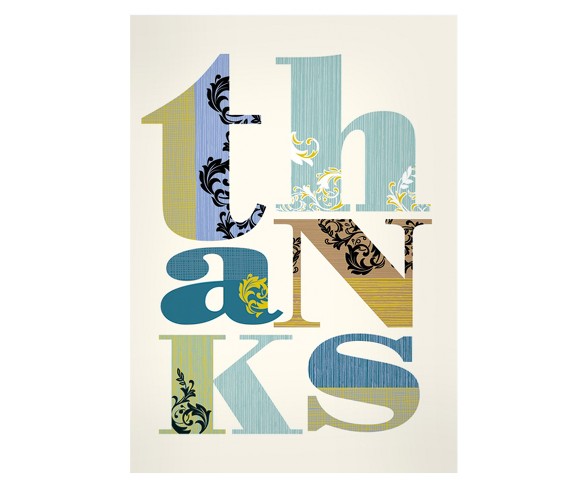 10ct Thanks Contemporary Notecards