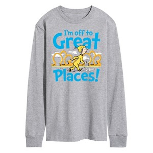 Men's - Dr. Seuss - I'm Off To Great Places Long Sleeve Graphic T-Shirt - 1 of 4