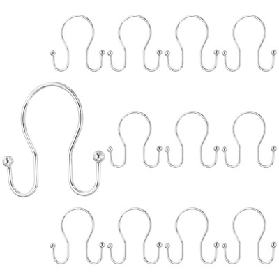 Unique Bargains Metal Rustproof Standard Shower Rods Curtain Hooks 12 Pcs